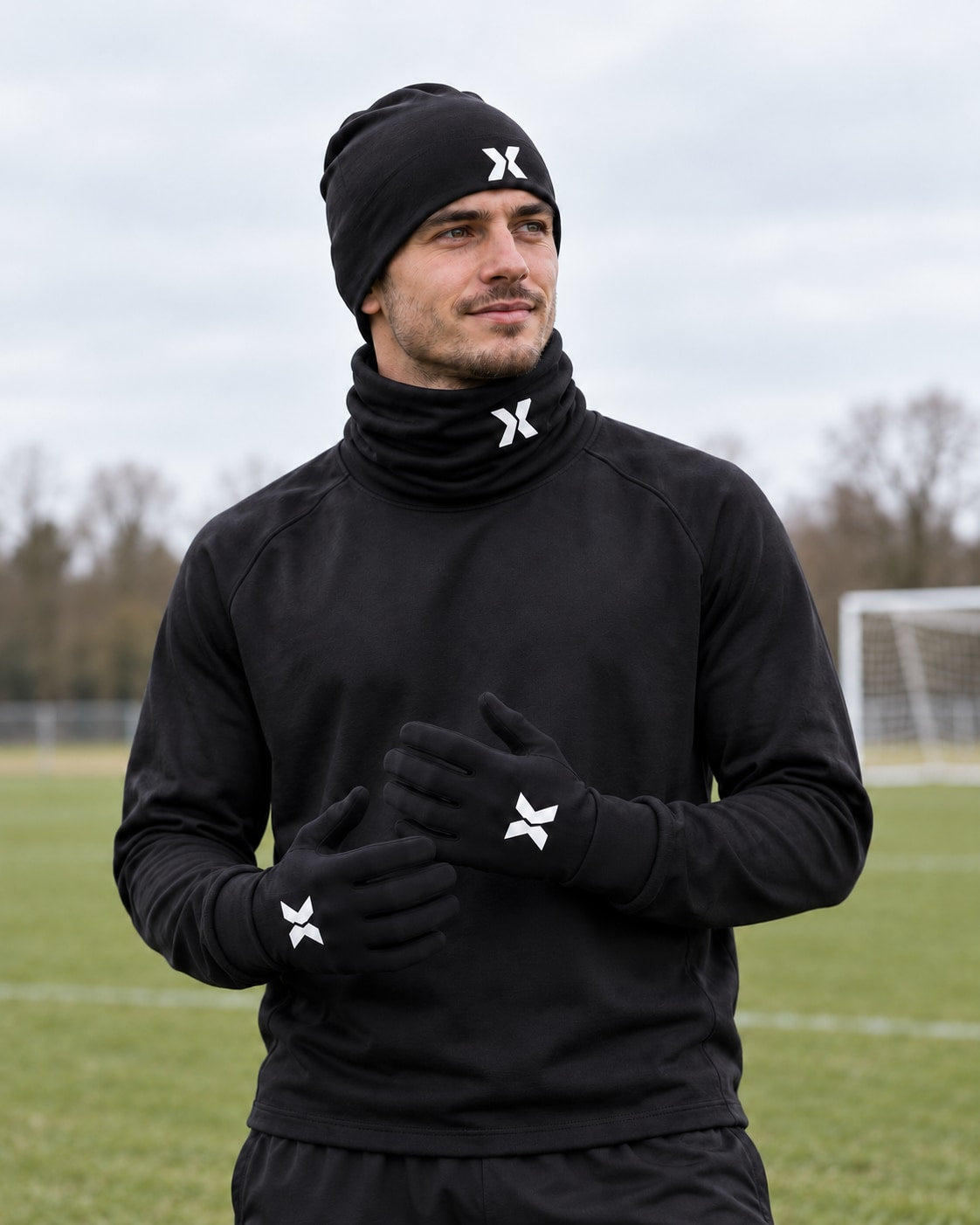 Joueur en tenue d'hiver EXTÉR : bonnet, tour de cou et gants