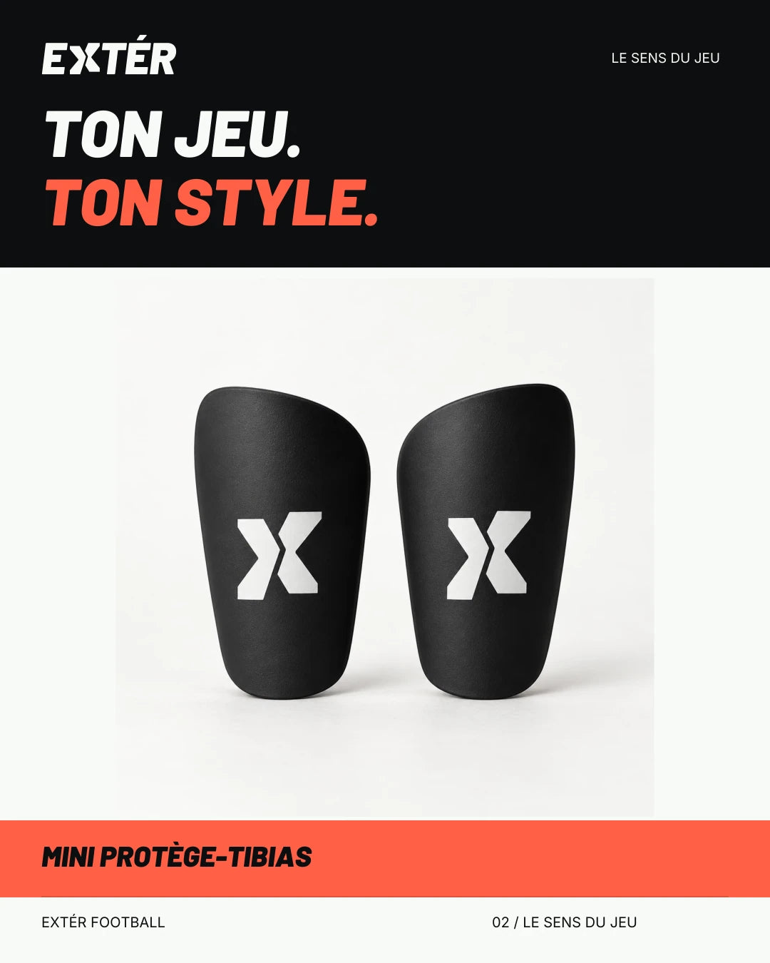 Mini protège-tibias EXTÉR – visuel de marque