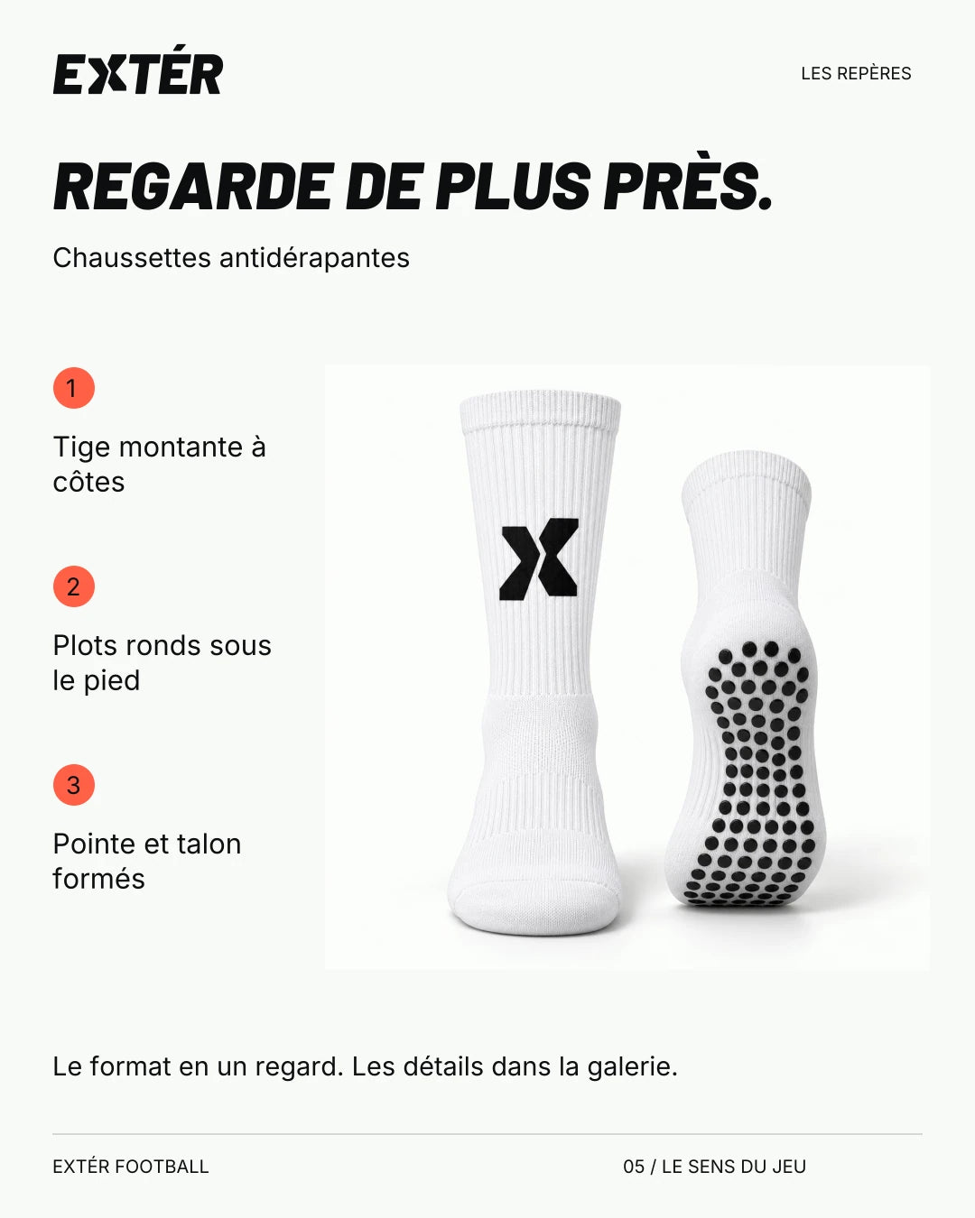 Chaussettes antidérapantes EXTÉR – repères du format