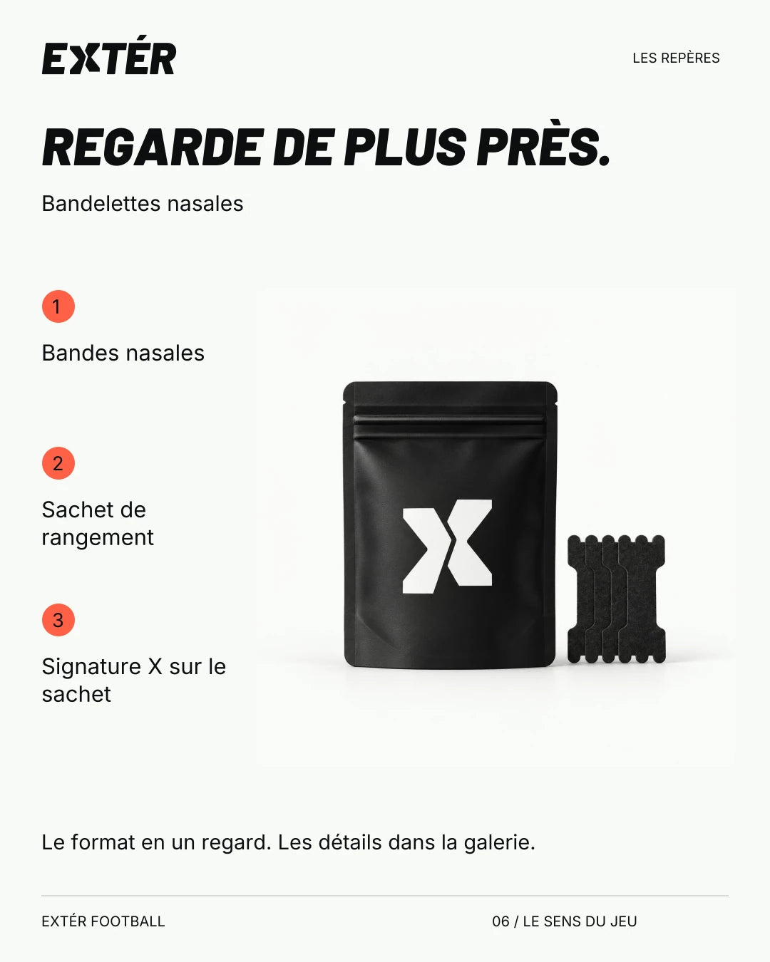 Bandelettes nasales EXTÉR – repères du format