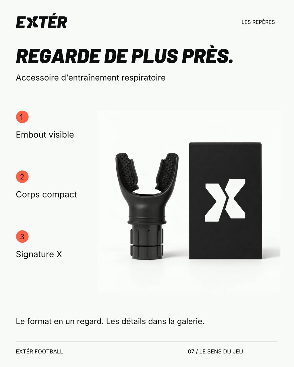 Accessoire d'entraînement respiratoire EXTÉR – repères du format