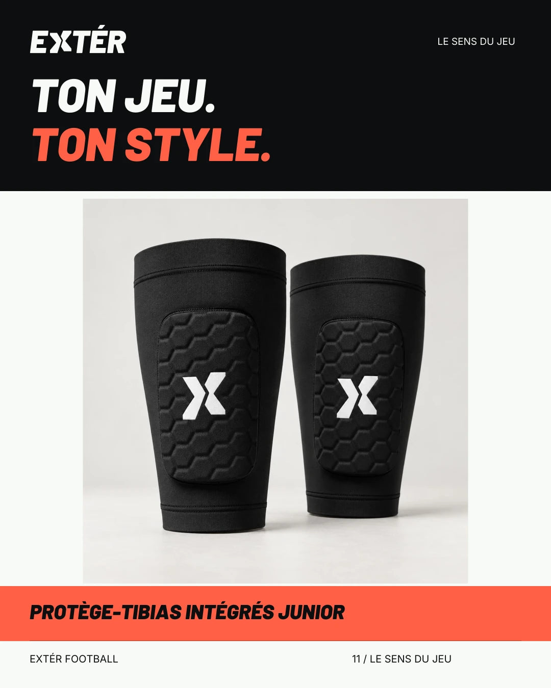 Protège-tibias intégrés junior EXTÉR – visuel de marque