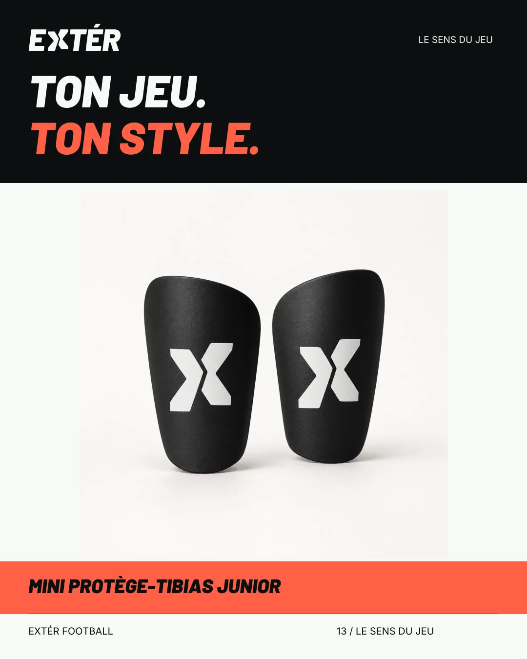 Mini protège-tibias junior EXTÉR – visuel de marque