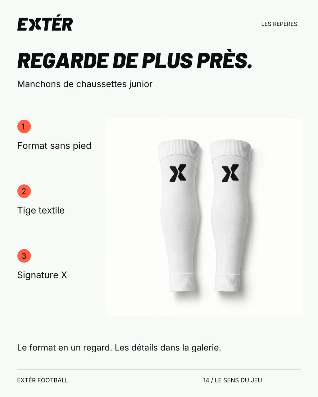 Manchons de chaussettes junior EXTÉR – repères du format