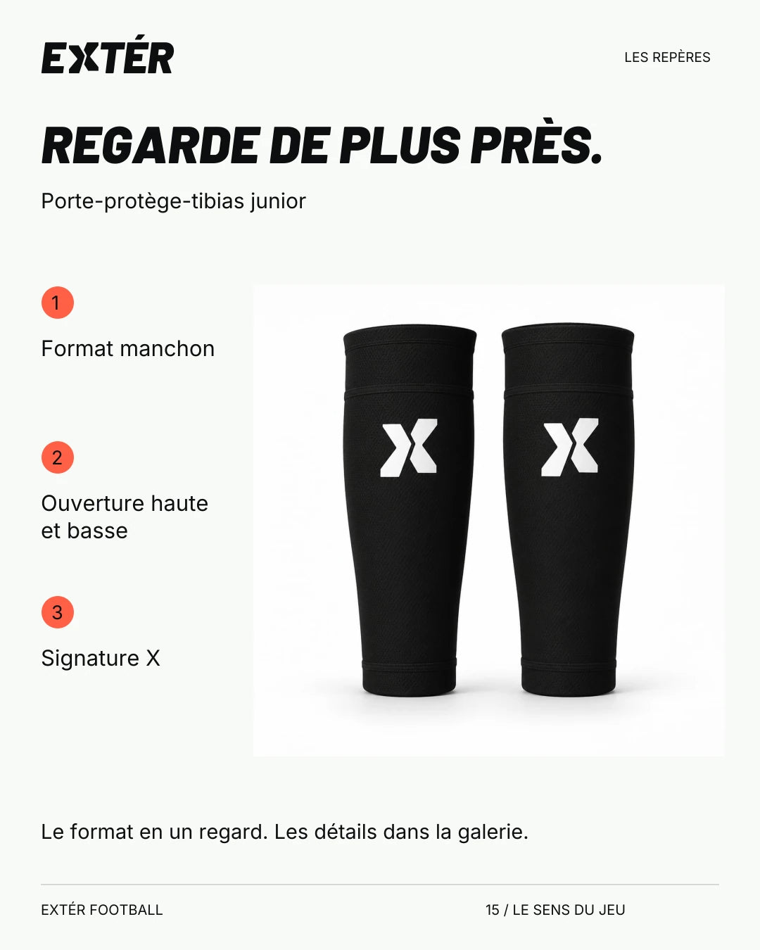 Porte-protège-tibias junior EXTÉR – repères du format