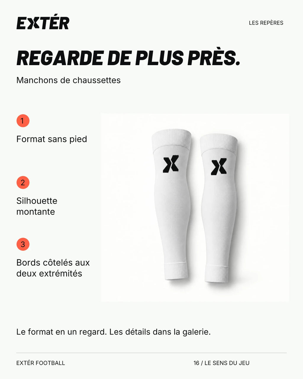 Manchons de chaussettes EXTÉR – repères du format