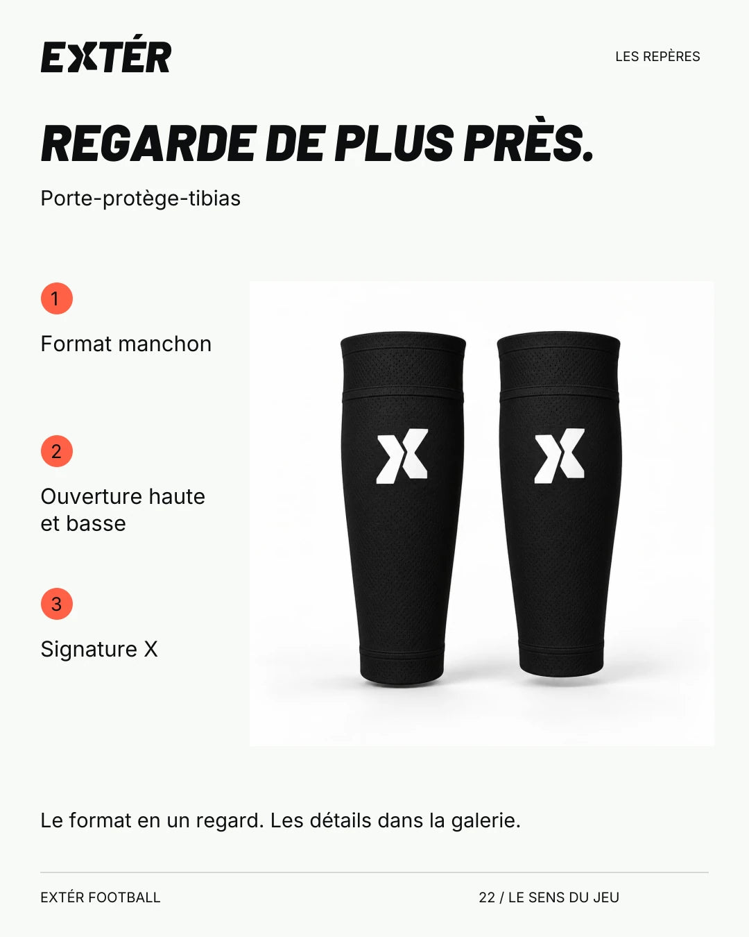 Porte-protège-tibias EXTÉR – repères du format
