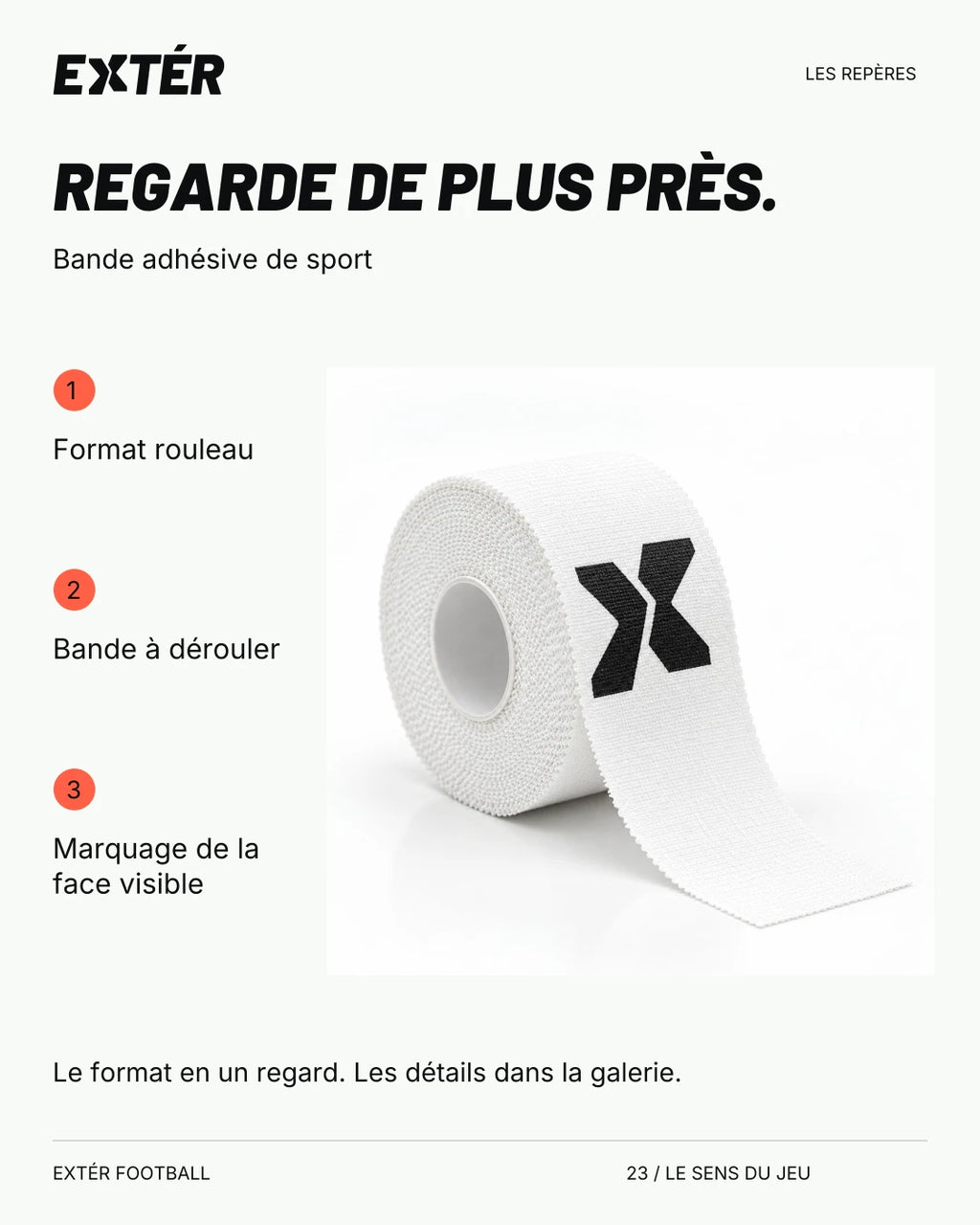 Bande adhésive de sport EXTÉR – repères du format