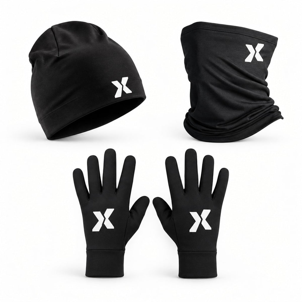 Kit hiver EXTÉR : bonnet, tour de cou et paire de gants noirs